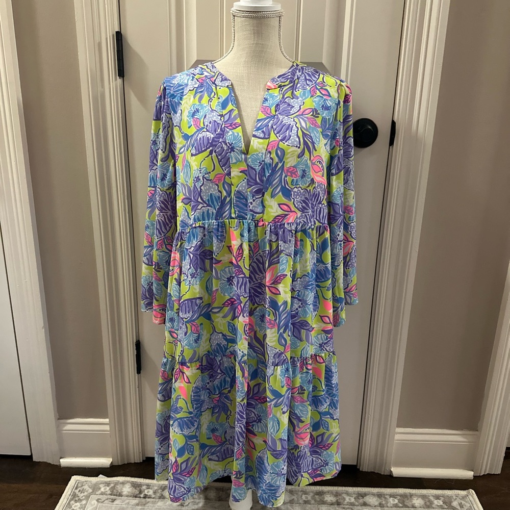 Lilly Pulitzer Martine 3/4 sleeve Dress DewDrop Stay Fly